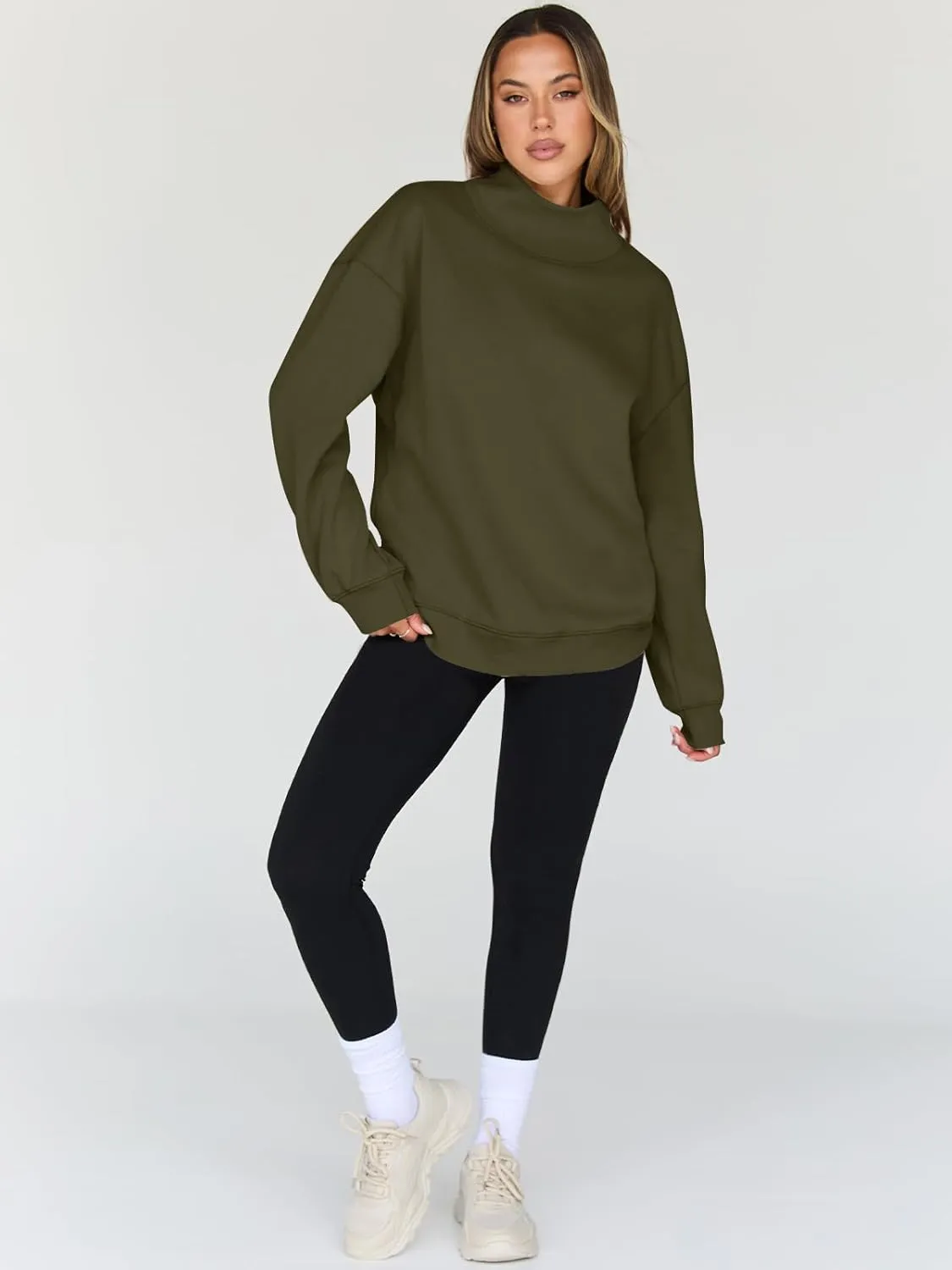 Trendy Queen Womens Oversized Sweatshirts Turtleneck Pullover Long Sleeve Hoodies Tops Fall Fashion Outfits 2025 Clothes