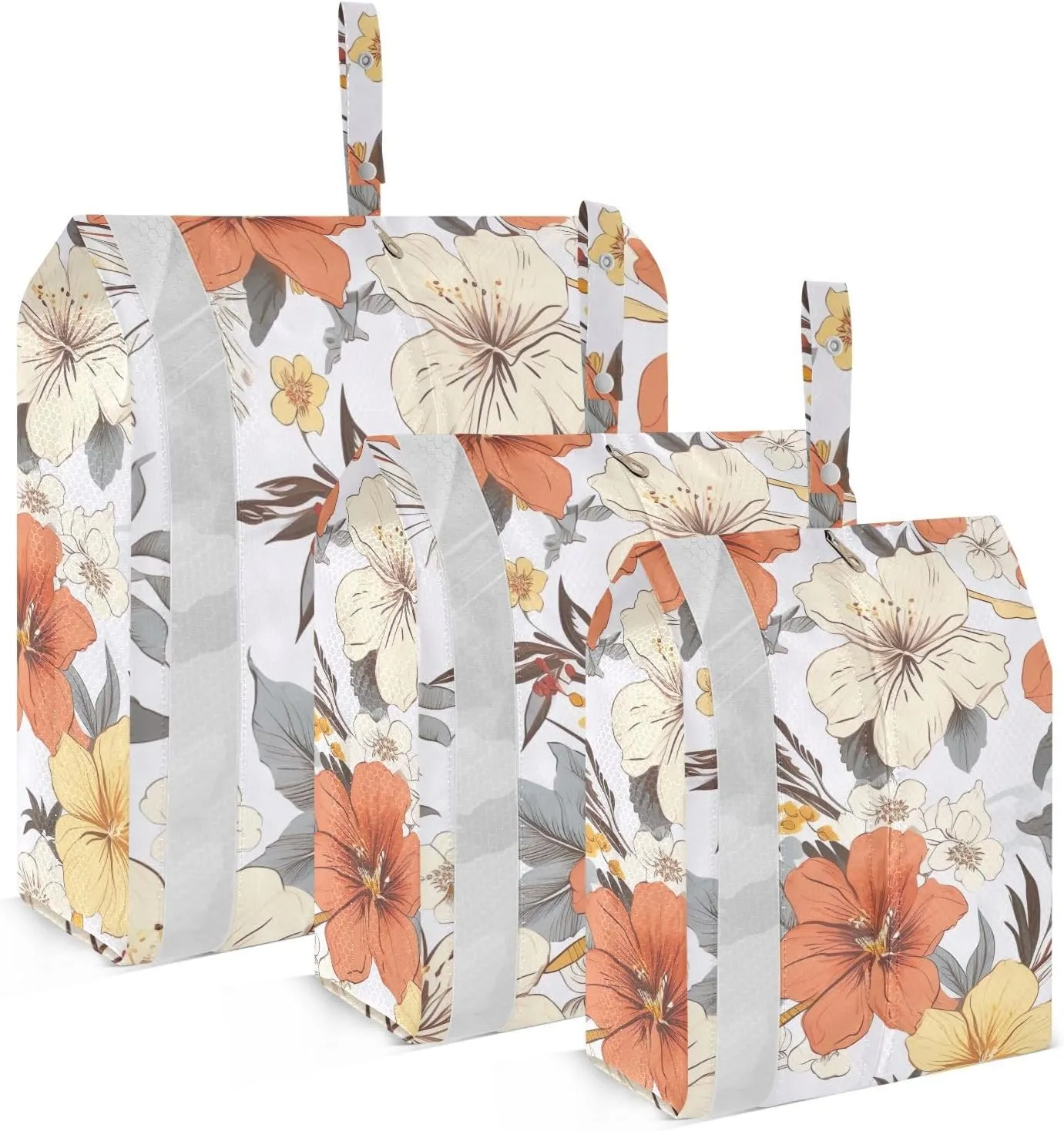 Tropical Flowers Red Packing Cubes for Suitcases 3 Set Expandable Compression Luggage Packing Organizers for Carry on Suitcase Travel Essentials Luggage Organizer Bags Set