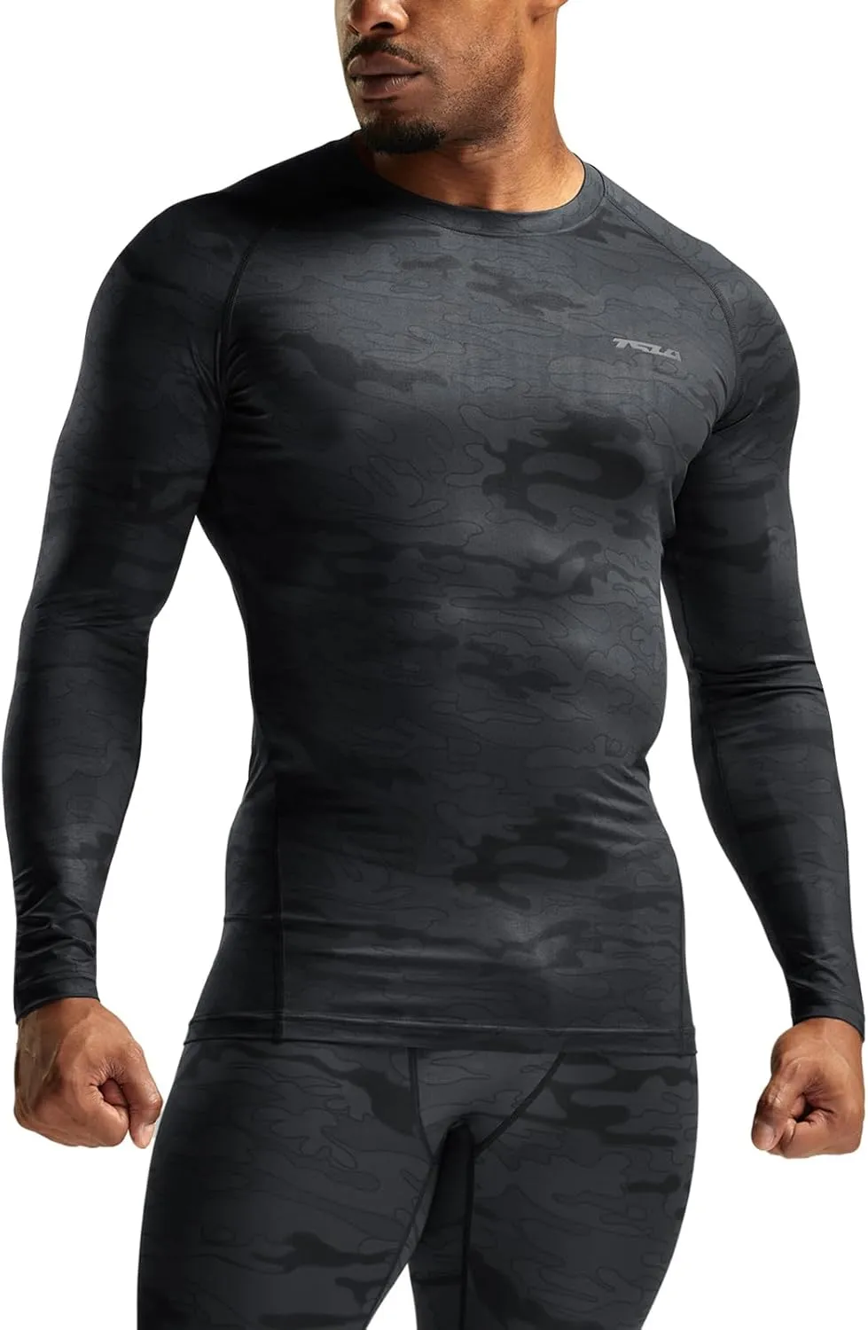 TSLA Men's UPF 50  Compression Shirts, Cool Dry Long Sleeve Athletic Tops, Sports Baselayer Workout Shirt