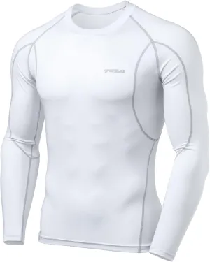 TSLA Men's UPF 50  Compression Shirts, Cool Dry Long Sleeve Athletic Tops, Sports Baselayer Workout Shirt
