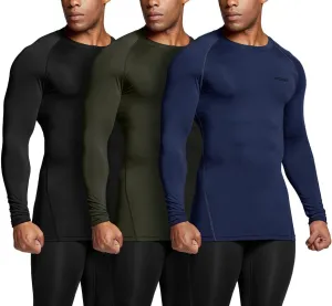 TSLA Men's UPF 50  Compression Shirts, Cool Dry Long Sleeve Athletic Tops, Sports Baselayer Workout Shirt