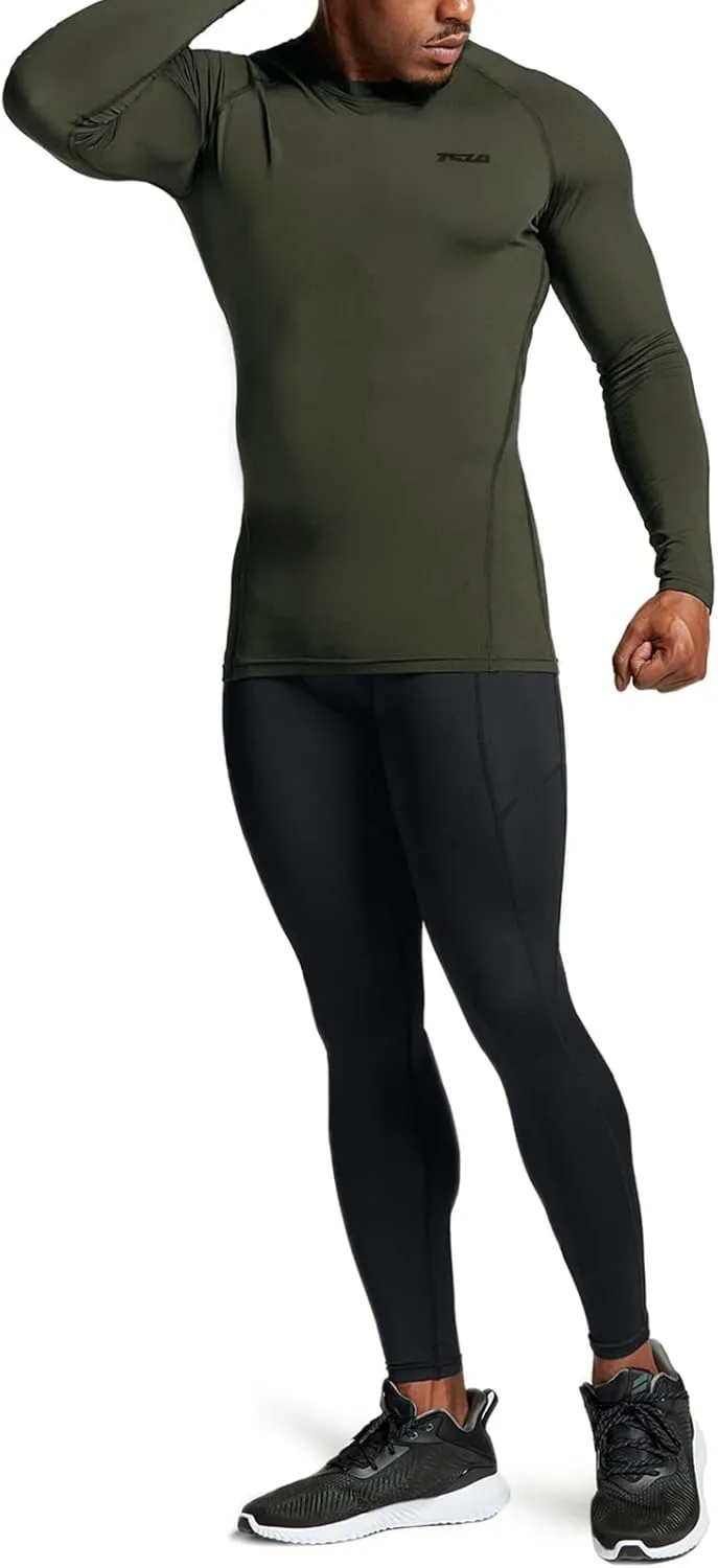 TSLA Men's UPF 50  Compression Shirts, Cool Dry Long Sleeve Athletic Tops, Sports Baselayer Workout Shirt