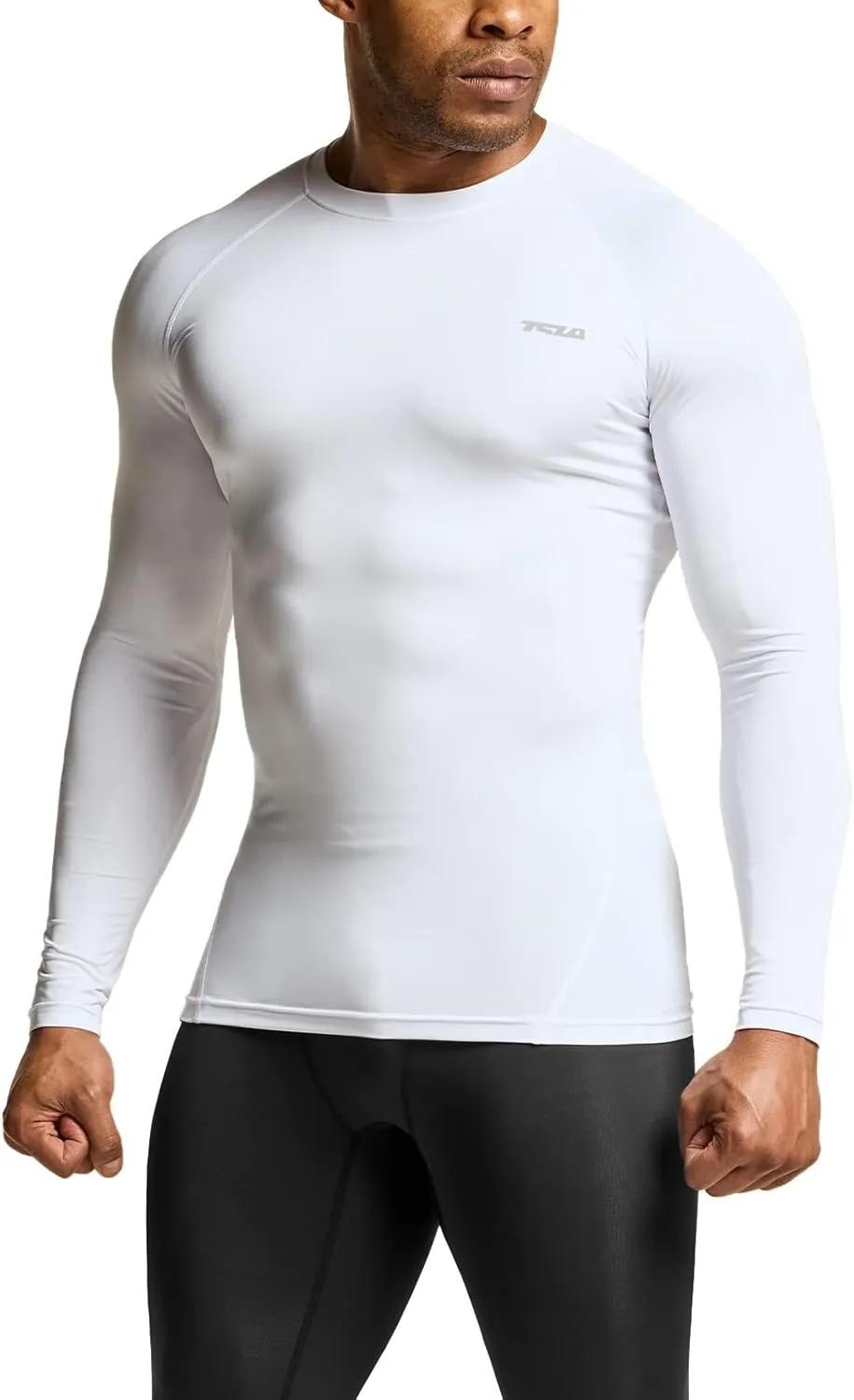 TSLA Men's UPF 50  Compression Shirts, Cool Dry Long Sleeve Athletic Tops, Sports Baselayer Workout Shirt