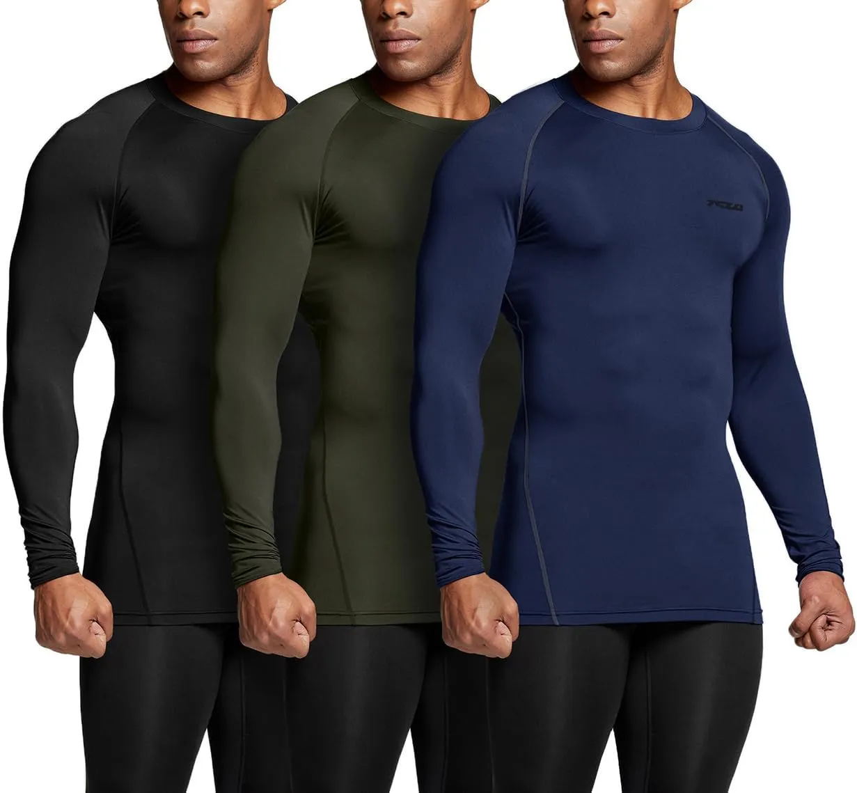 TSLA Men's UPF 50  Compression Shirts, Cool Dry Long Sleeve Athletic Tops, Sports Baselayer Workout Shirt