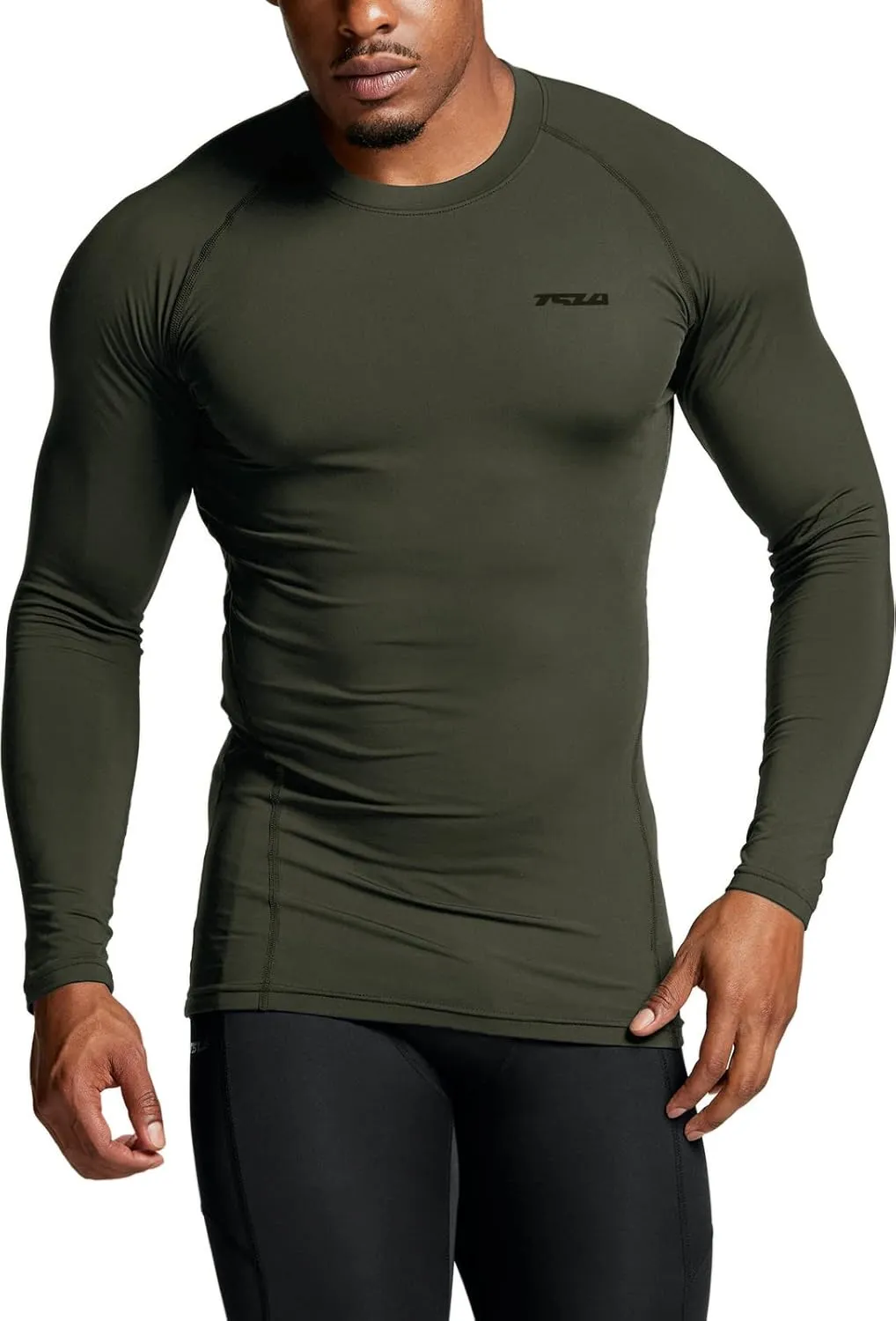 TSLA Men's UPF 50  Compression Shirts, Cool Dry Long Sleeve Athletic Tops, Sports Baselayer Workout Shirt