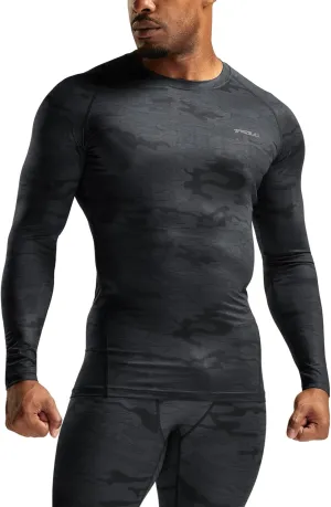 TSLA Men's UPF 50  Compression Shirts, Cool Dry Long Sleeve Athletic Tops, Sports Baselayer Workout Shirt