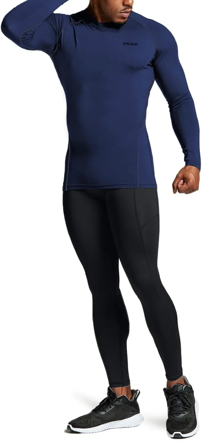 TSLA Men's UPF 50  Compression Shirts, Cool Dry Long Sleeve Athletic Tops, Sports Baselayer Workout Shirt