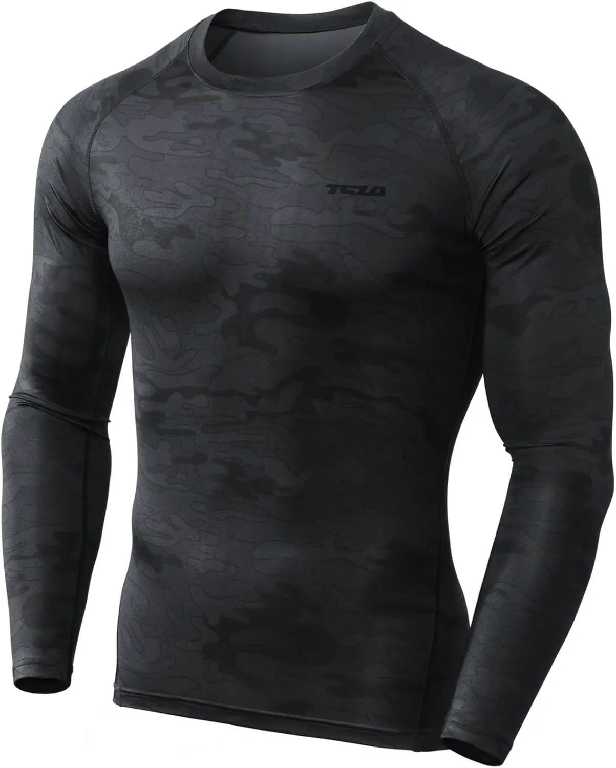 TSLA Men's UPF 50  Compression Shirts, Cool Dry Long Sleeve Athletic Tops, Sports Baselayer Workout Shirt