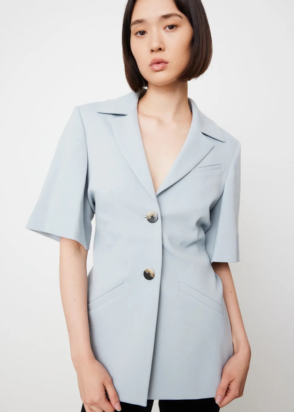 Twill Suiting Short Sleeve Blazer