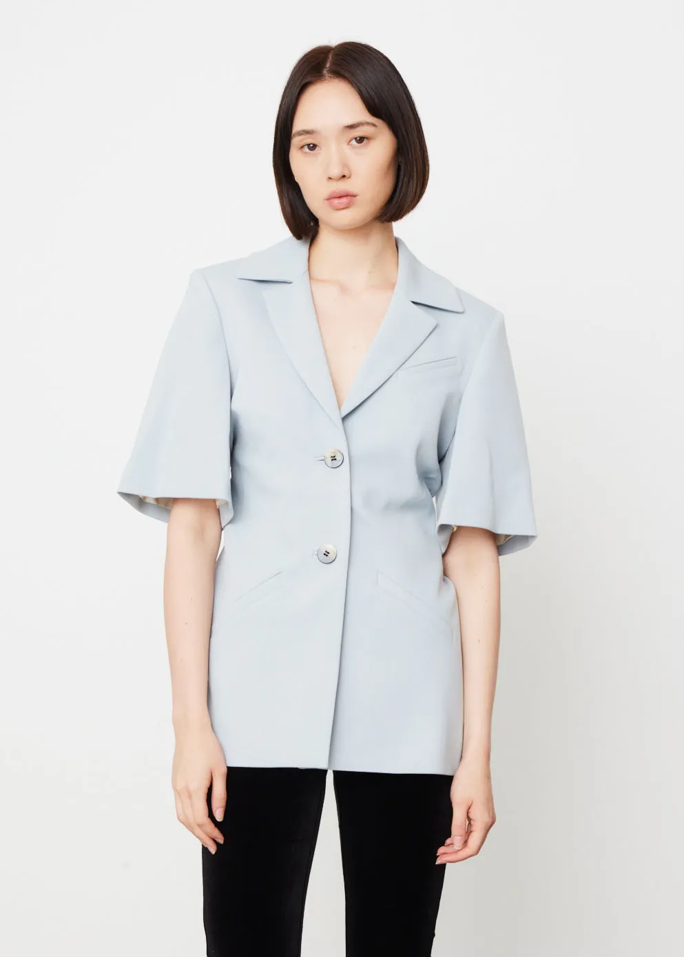 Twill Suiting Short Sleeve Blazer