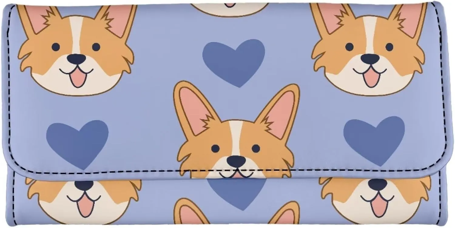 Uasibuni Cute Dogs Credit Card Wallet Bifold Wallet with 12 Card Slots