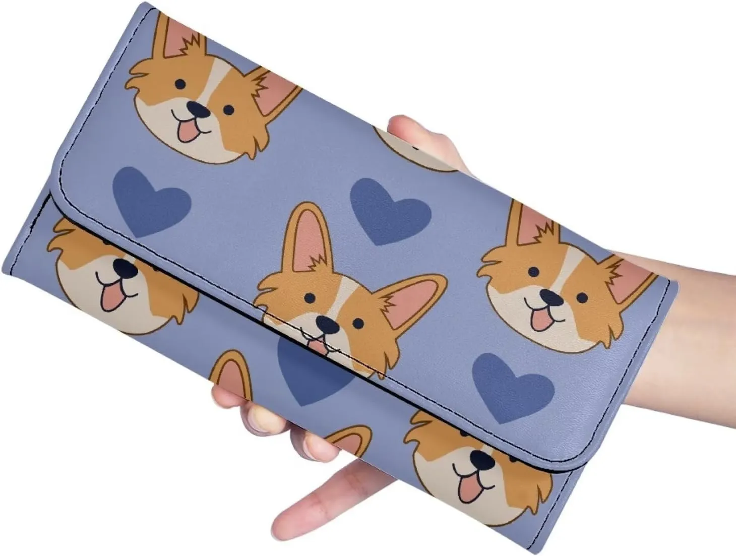 Uasibuni Cute Dogs Credit Card Wallet Bifold Wallet with 12 Card Slots