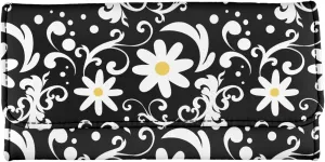 Uasibuni Daisy Flower Women's Trifold Clutch Wallet with RFID Protection Credit Card Wallet Purse