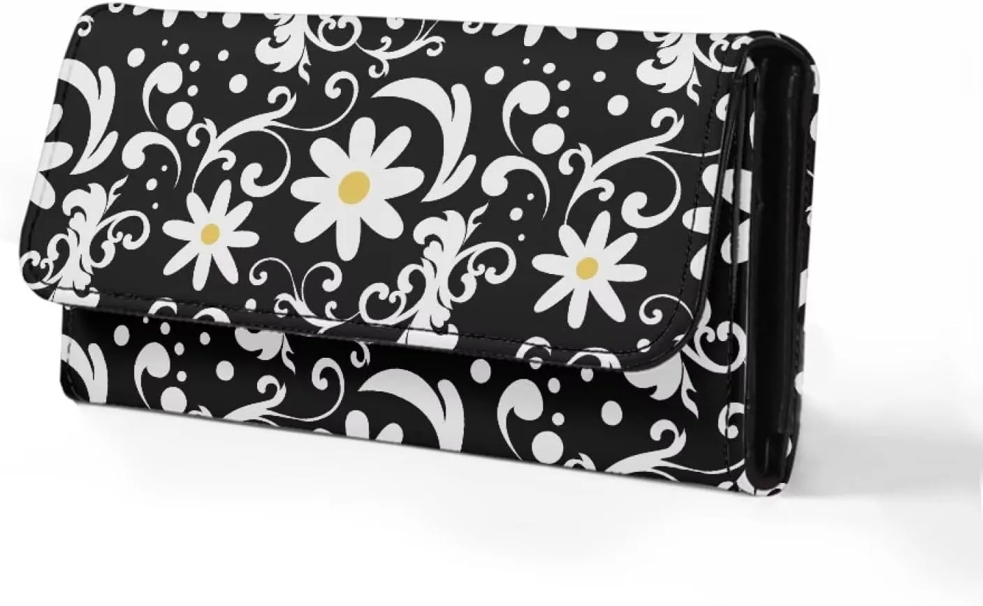 Uasibuni Daisy Flower Women's Trifold Clutch Wallet with RFID Protection Credit Card Wallet Purse