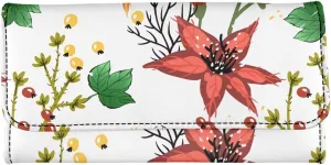 Uasibuni Flowering Fruits PU Leather Trifold Wallet for Women Multi Credit Card Slots,Mobile case Coin Purse with ID Window