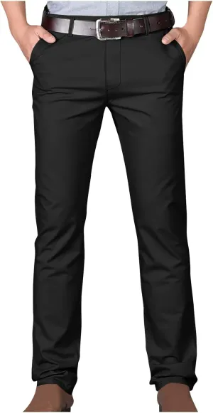 Uillui Dress Pants for Men Business Casual Slim Fit Stretch Slacks Big Tall Chinos Flat Front Flex Golf Straight Long Pants