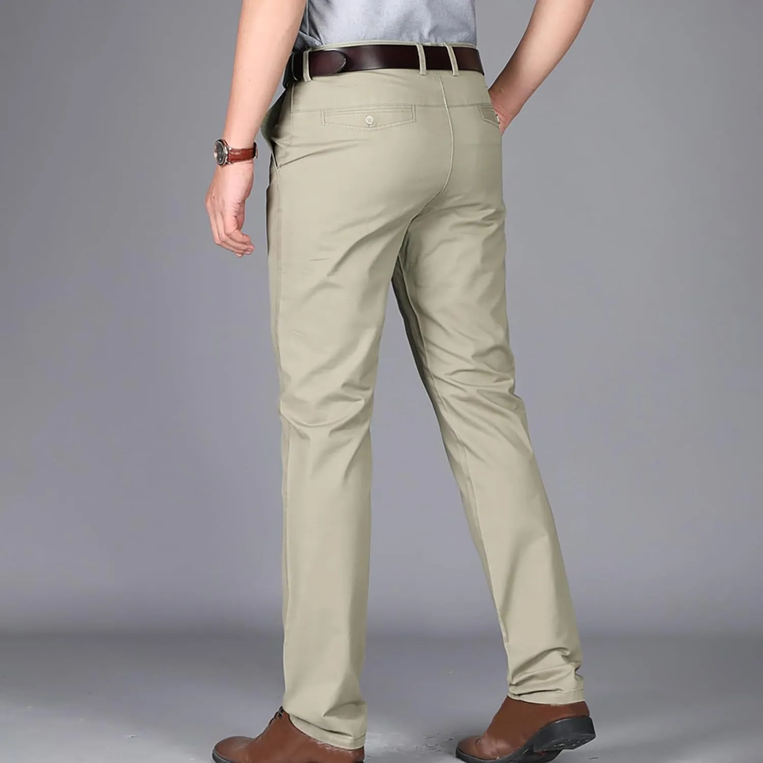 Uillui Dress Pants for Men Business Casual Slim Fit Stretch Slacks Big Tall Chinos Flat Front Flex Golf Straight Long Pants