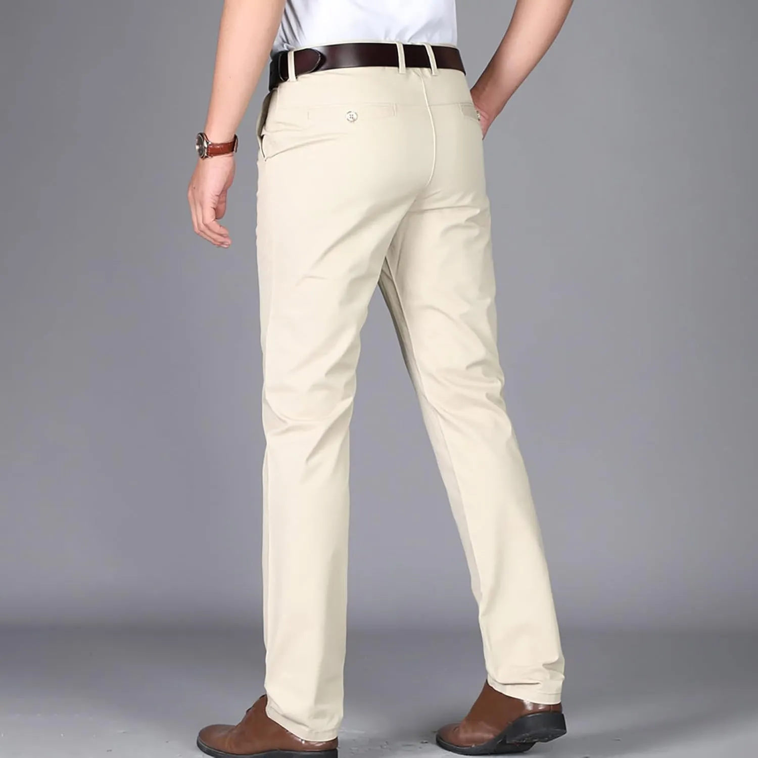 Uillui Dress Pants for Men Business Casual Slim Fit Stretch Slacks Big Tall Chinos Flat Front Flex Golf Straight Long Pants