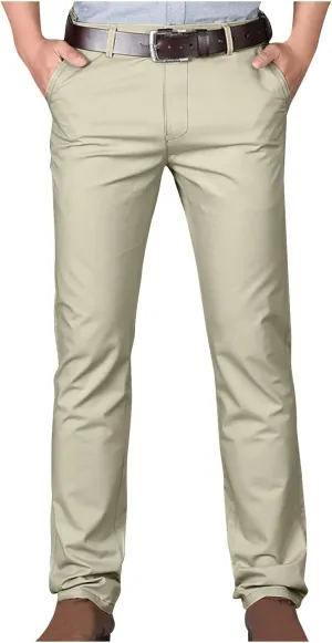 Uillui Dress Pants for Men Business Casual Slim Fit Stretch Slacks Big Tall Chinos Flat Front Flex Golf Straight Long Pants