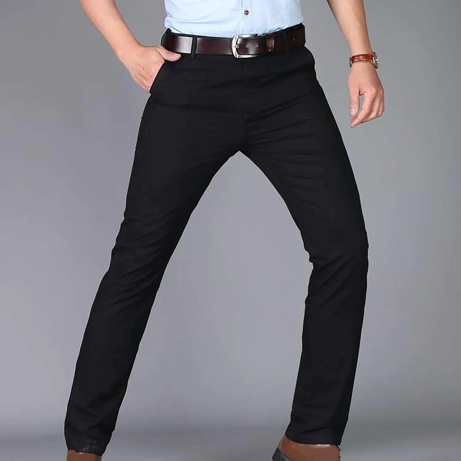 Uillui Dress Pants for Men Business Casual Slim Fit Stretch Slacks Big Tall Chinos Flat Front Flex Golf Straight Long Pants