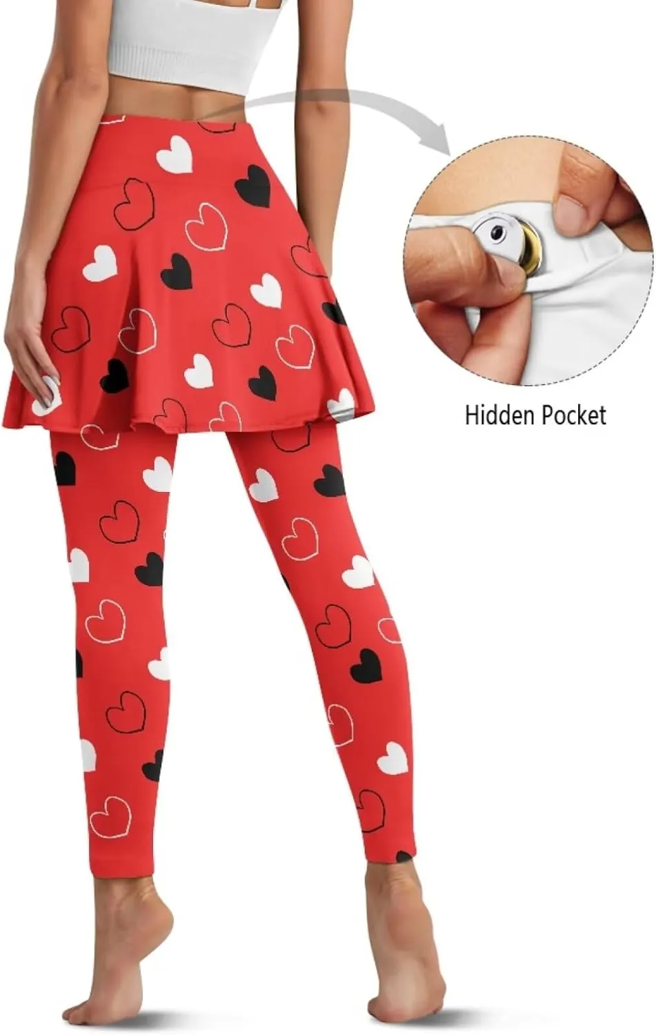 Valentine's Day Tennis Skirts for Women Skirted Legging Golf Shirts Elastic Yoga Running Golf Athletic Skirts