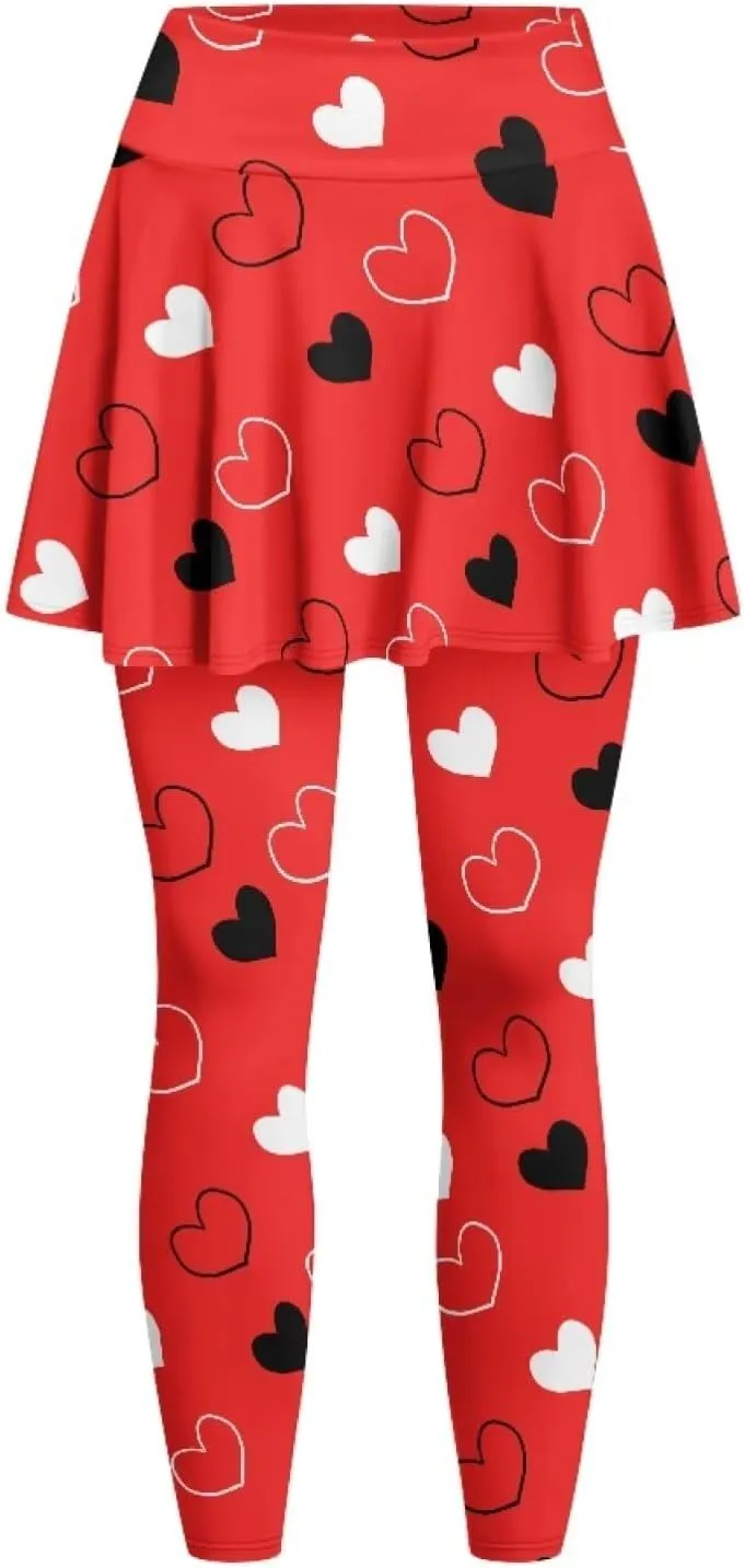 Valentine's Day Tennis Skirts for Women Skirted Legging Golf Shirts Elastic Yoga Running Golf Athletic Skirts