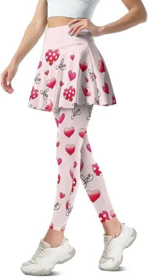 Valentine's Day Tennis Skirts for Women Skirted Legging Golf Shirts Elastic Yoga Running Golf Athletic Skirts