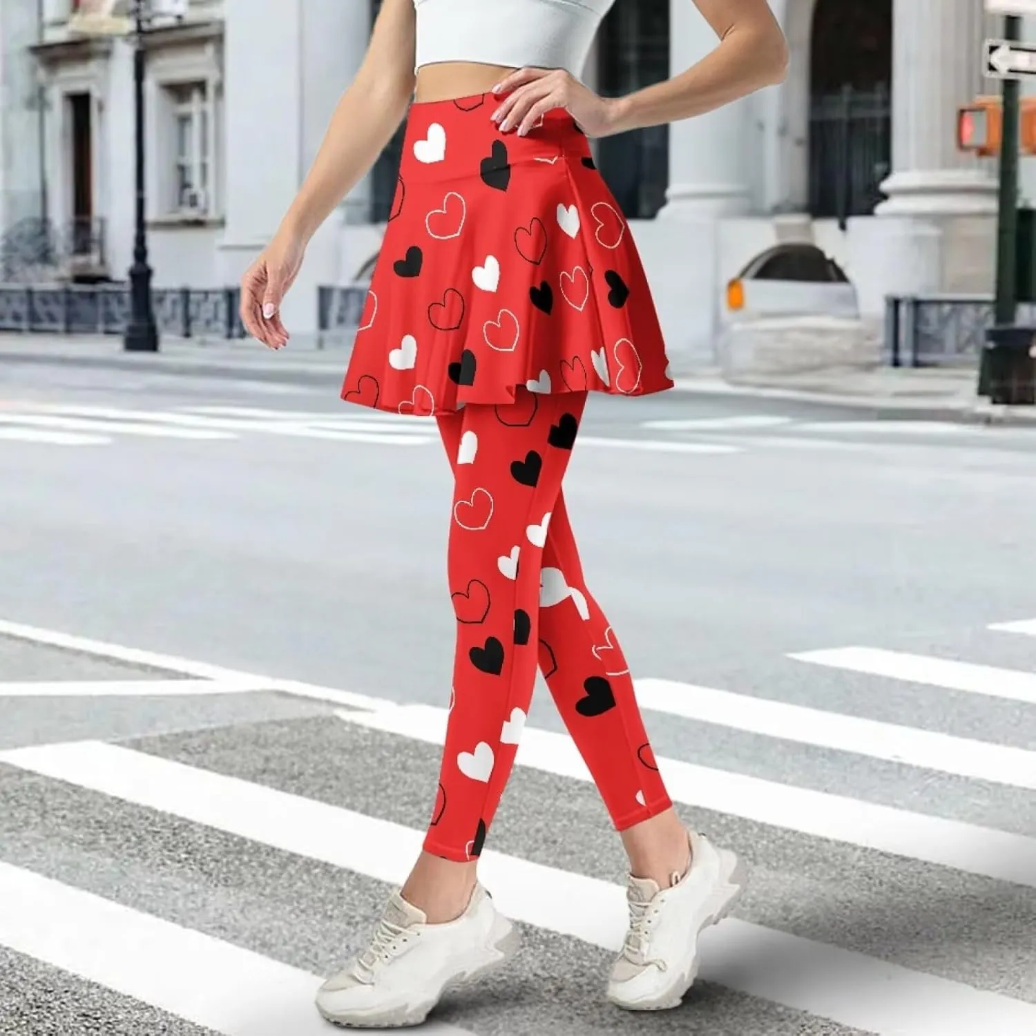 Valentine's Day Tennis Skirts for Women Skirted Legging Golf Shirts Elastic Yoga Running Golf Athletic Skirts
