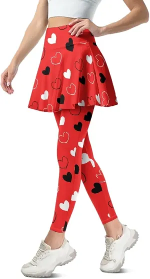 Valentine's Day Tennis Skirts for Women Skirted Legging Golf Shirts Elastic Yoga Running Golf Athletic Skirts