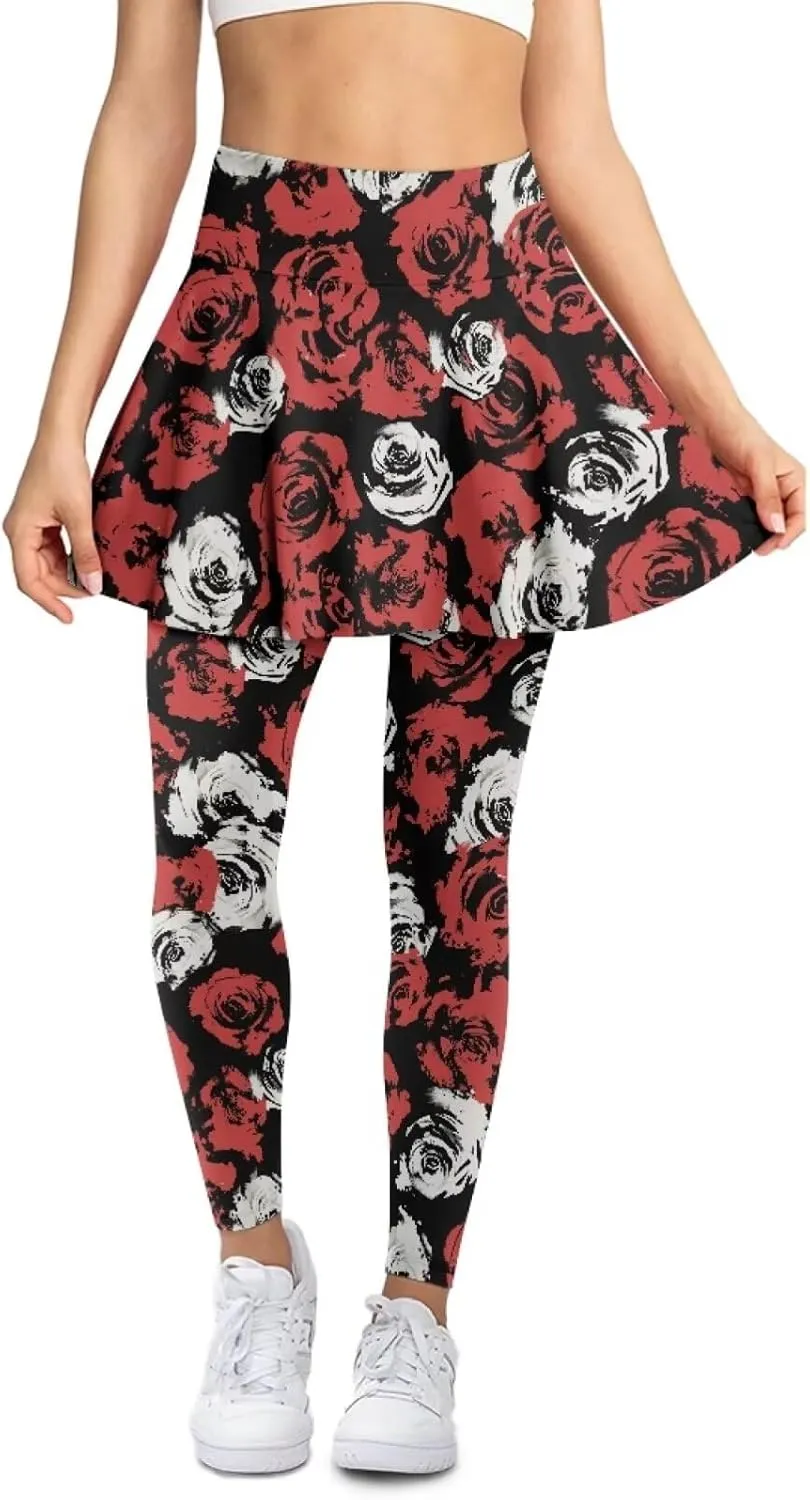 Valentine's Day Tennis Skirts for Women Skirted Legging Golf Shirts Elastic Yoga Running Golf Athletic Skirts