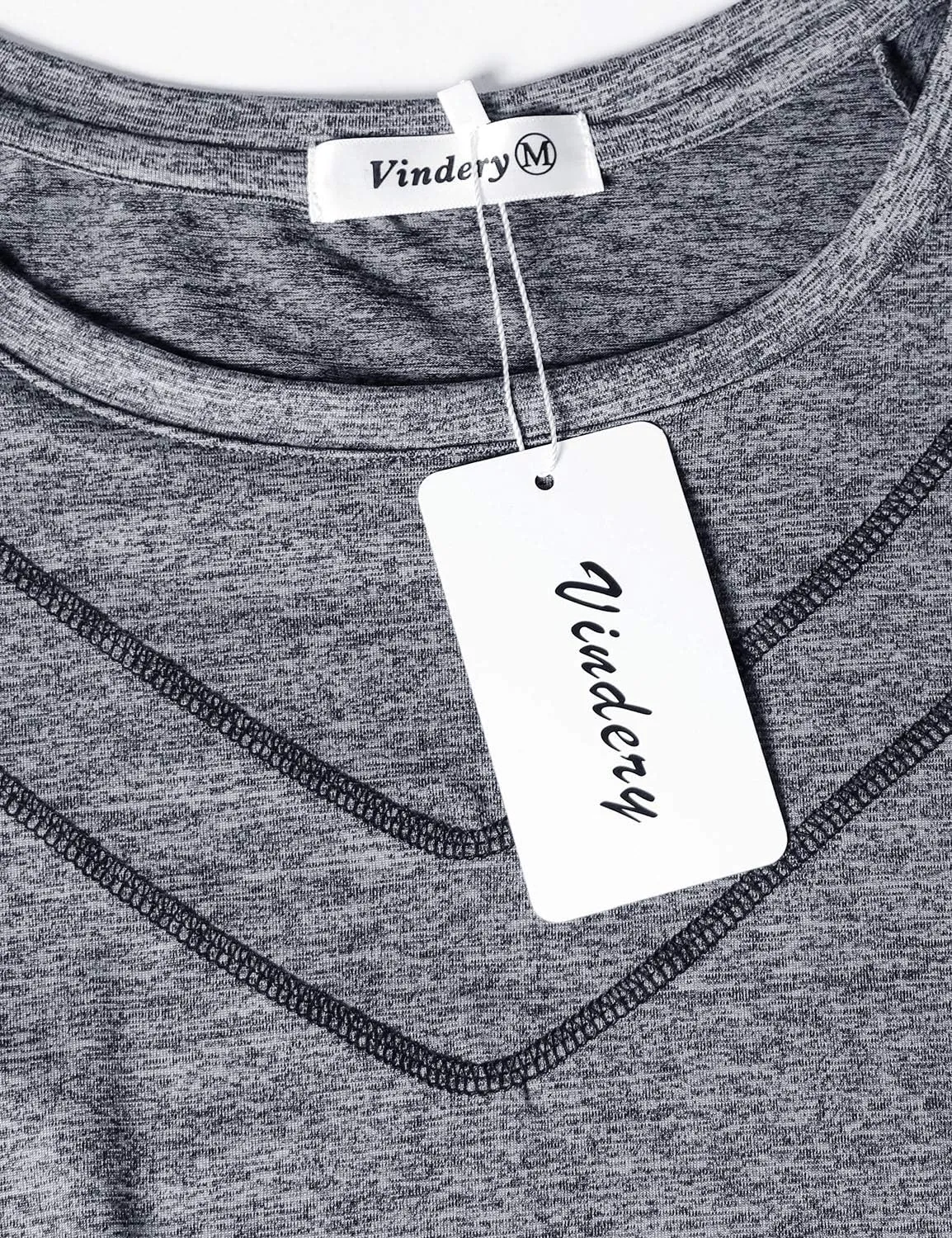 Vindery Women Quick-Dry Line Decor Front Yoga Workout Shirts Athletic Gym Loose Fit Tops