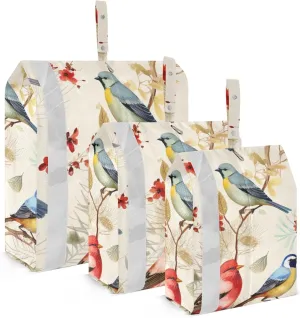 Watercolor Birds Branch Flowers Packing Cubes for Suitcases 3 Set Compression Lightweight Luggage Packing Organizers for Carry on Suitcase Travel Essentials Luggage Organizer Bags Set