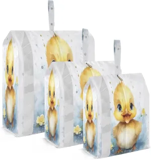 Watercolor Duckling Packing Cubes for Suitcases 3 Set Compression Expandable Luggage Packing Organizers for Carry on Suitcase Travel Accessories Luggage Organizer Bags Set