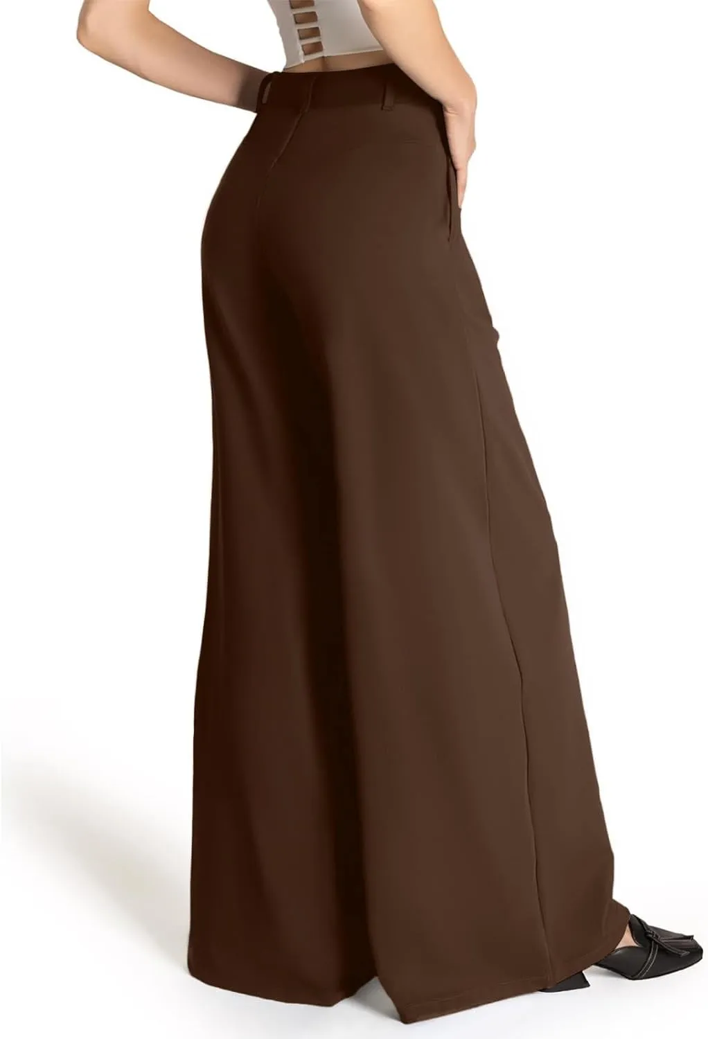 Wide Leg Dress Pants Women Dressy Elastic High Waist Lounge Pant Baggy Y2k Trendy Flared Yoga Pants with Pockets