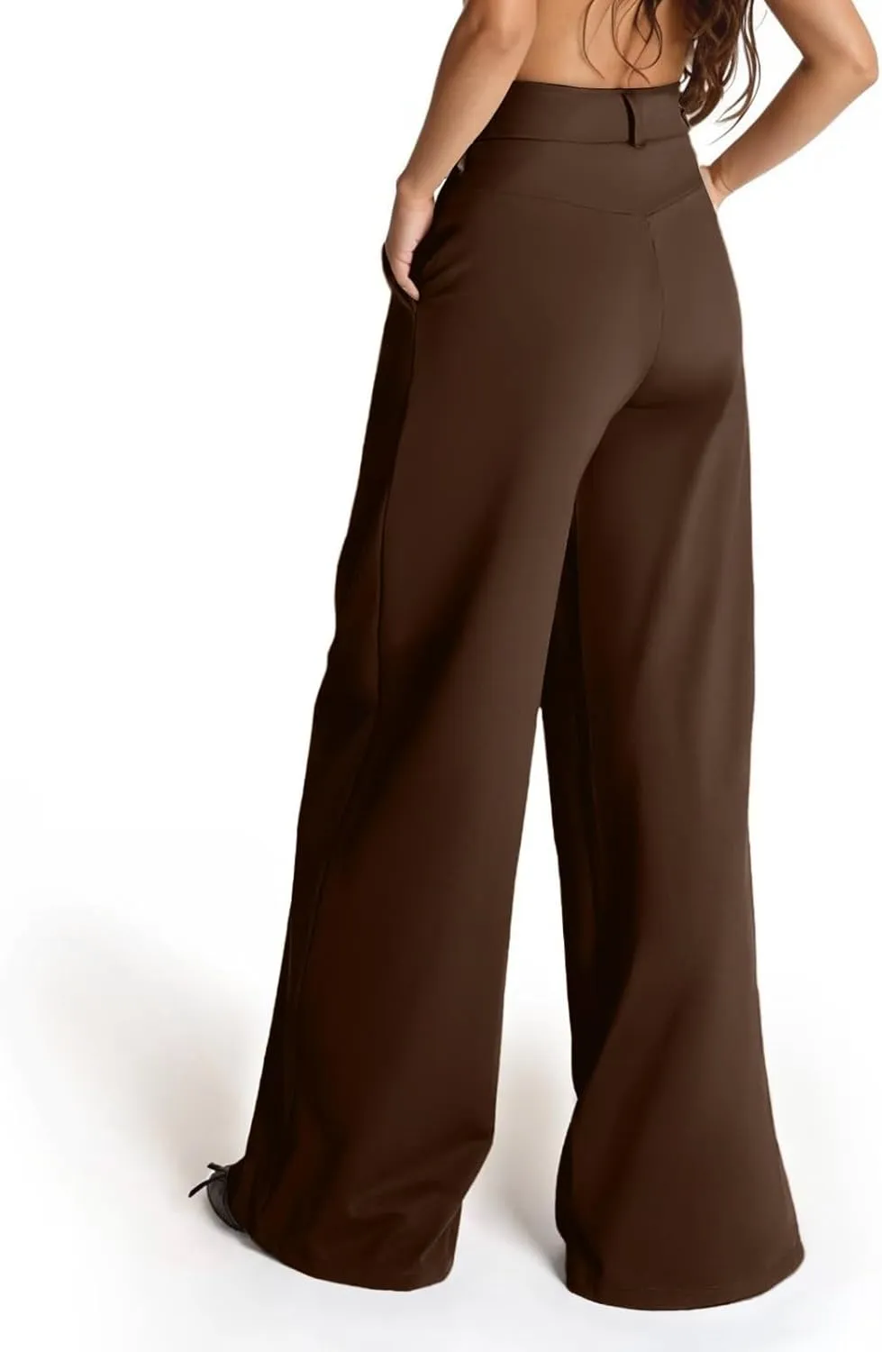Wide Leg Dress Pants Women Dressy Elastic High Waist Lounge Pant Baggy Y2k Trendy Flared Yoga Pants with Pockets