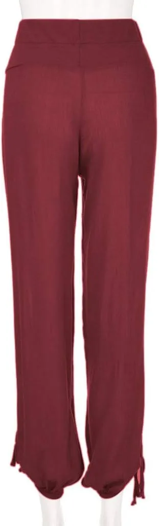 Wide Leg Pants for Womens Summer Linen Light Weight Fashion Trousers Loose High Waist Elastic Pants with Pockets