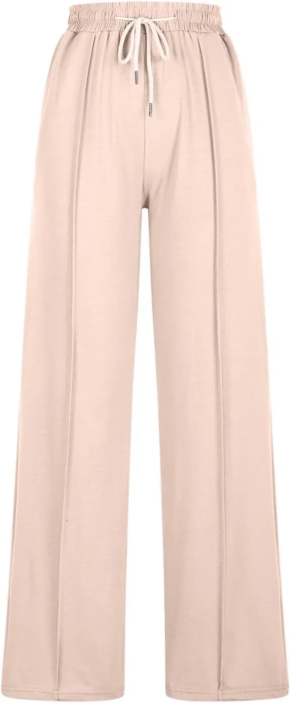 Wide Leg Sweatpants for Womens Leisure Plain Pant Drawstring Workout Pants High Waist Yoga Trouser Daily Comfy Pant