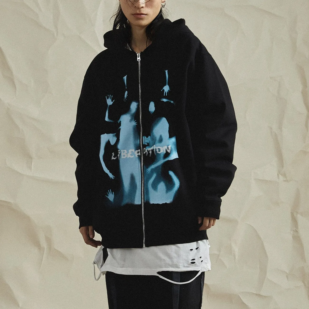 WLS Dark Ghost Fleece Zip Up Hoodie