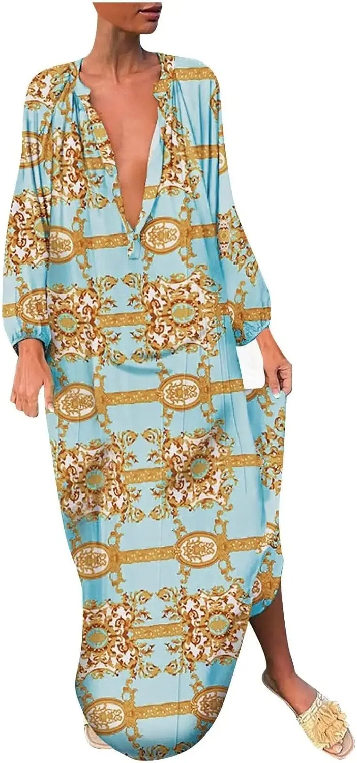 Woman for Teen Girls' Pull On Tops Printed Lantern Sleeve Comfort One Shoulder
