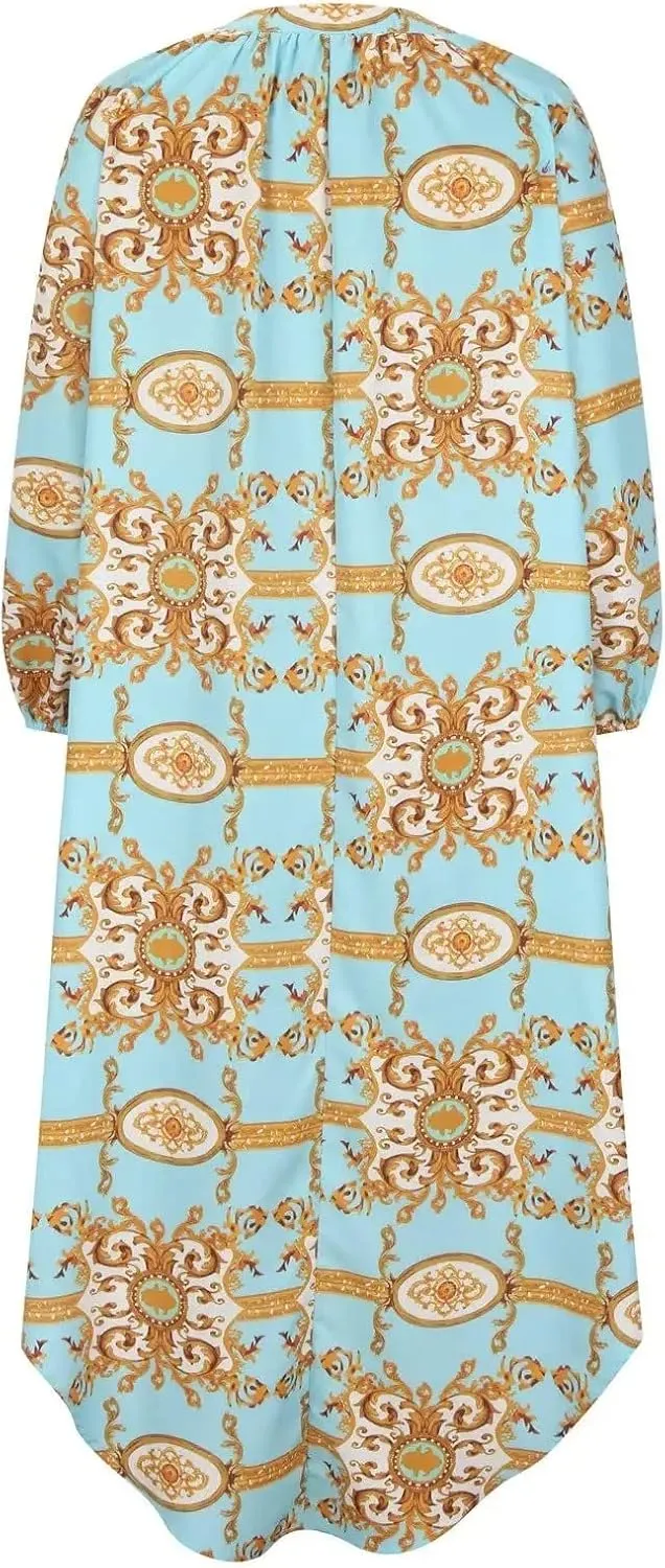 Woman for Teen Girls' Pull On Tops Printed Lantern Sleeve Comfort One Shoulder