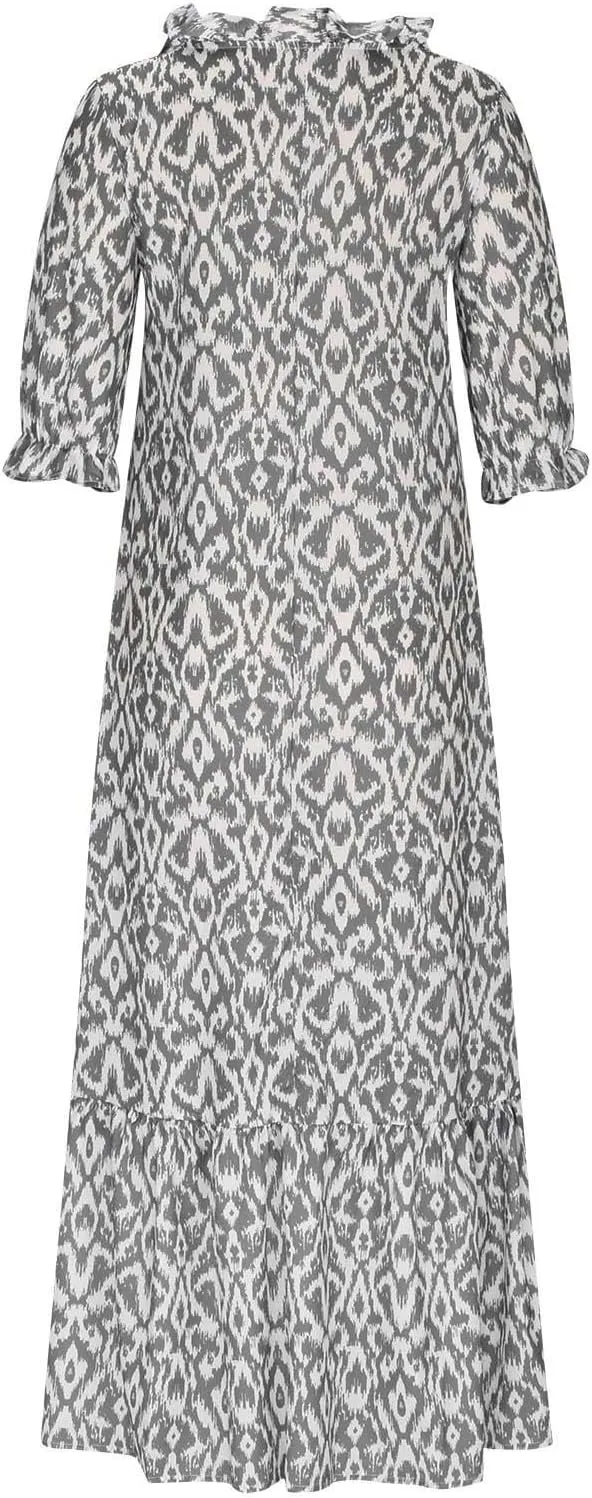 Women Floral Maxi Dress Summer Swing Flowy Womens Dresses Casual Short Sleeve Boho Beach Dress 2025 Vacation Clothes