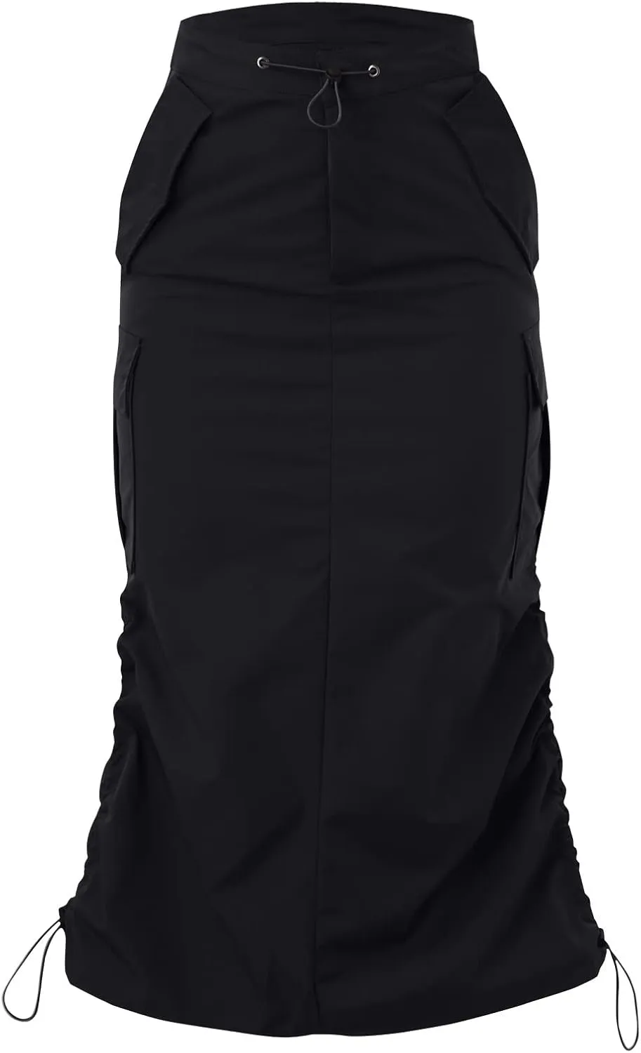 Women's Basic Pencil Skirts Women's Loose Casual Quick Drying Pleated Drawcord Work Suit Split Skirt Midi Skirt