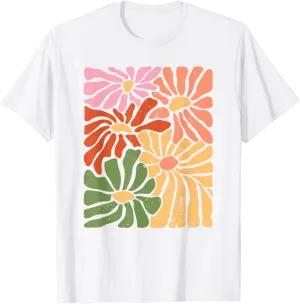 Womens Boho Floral Wildflower Cute Daisy Flower Botanical T-Shirt