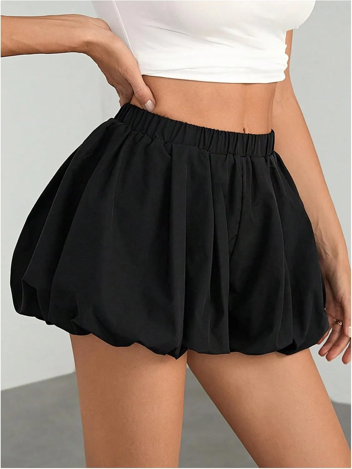Women's Bubble Skirts Elastic Waist Ruffle Hem Low Rise Puffy Y2K Mini Skort Skirts Trendy