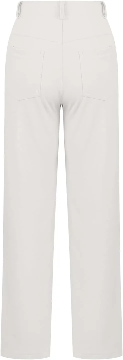 Womens Business Work Pants with Pockets Stretchy Straight Leg Dress Pants High Waist Office Slacks Trousers