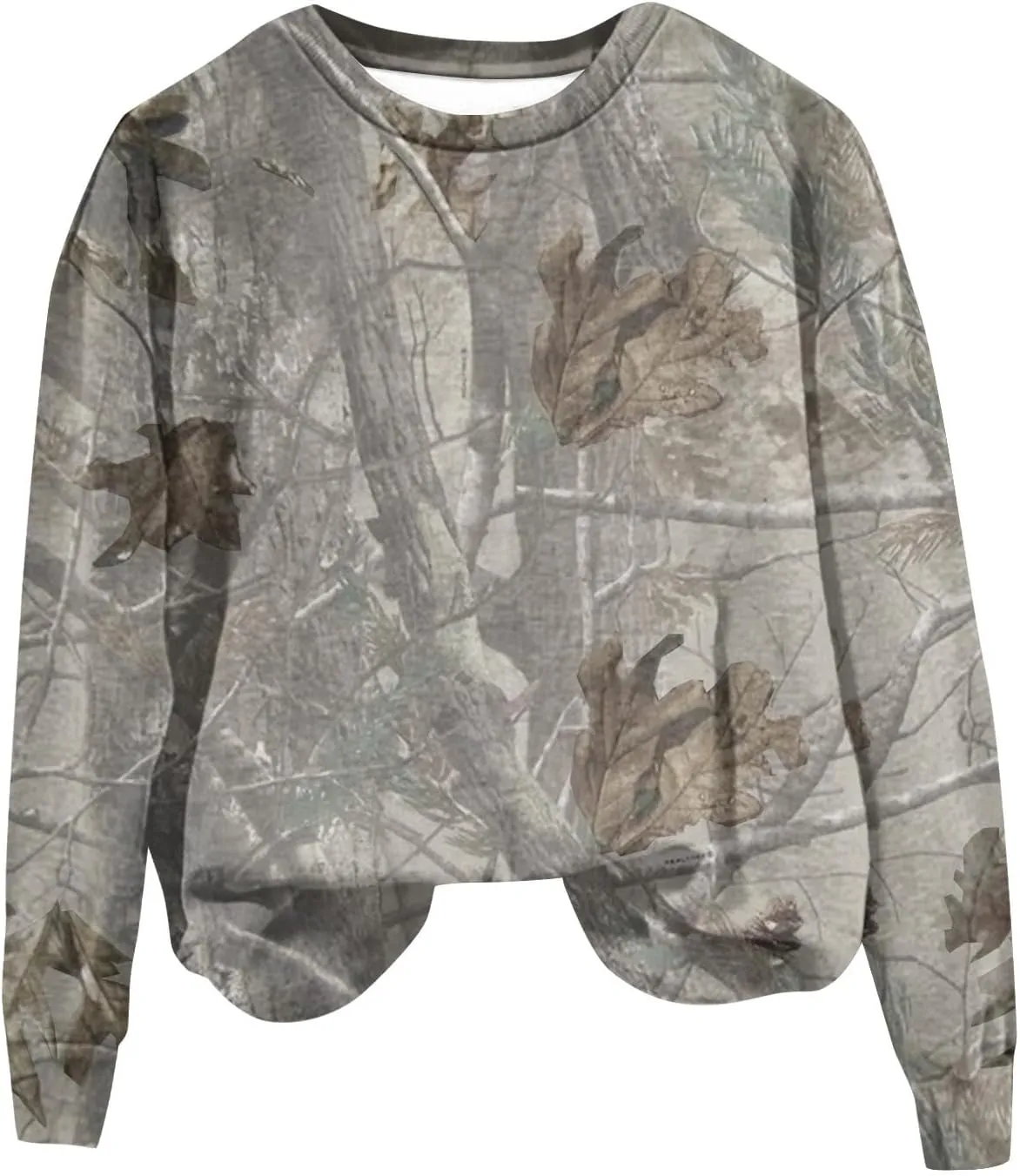 Womens Camo Crewneck Sweatshirt Maple Leaf Print Casual Long Sleeve Trendy Pullover Hoodie Oversized Sweatshirts