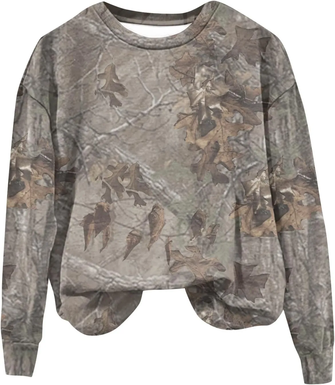 Womens Camo Crewneck Sweatshirt Maple Leaf Print Casual Long Sleeve Trendy Pullover Hoodie Oversized Sweatshirts
