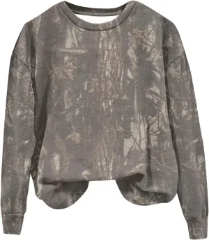 Womens Camo Crewneck Sweatshirt Maple Leaf Print Casual Long Sleeve Trendy Pullover Hoodie Oversized Sweatshirts
