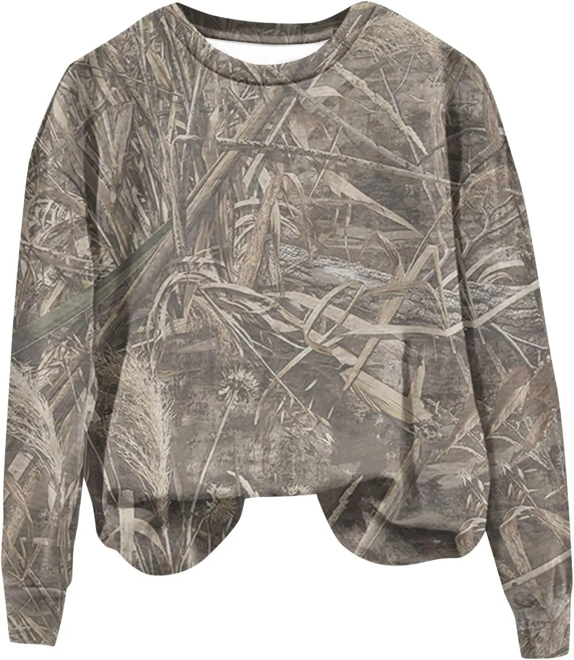 Womens Camo Crewneck Sweatshirt Maple Leaf Print Casual Long Sleeve Trendy Pullover Hoodie Oversized Sweatshirts