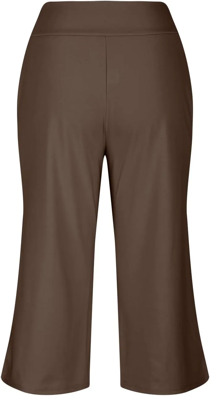 Womens Capri Pants 2025 Summer Casual High Waist Pants Loose Comfy Trendy Dressy Cropped Trouser Athletic Gym Workout